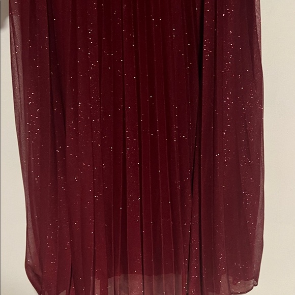 Maison Tara Burgundy Long Sleeve Dress with Sparkle - Picture 5 of 7